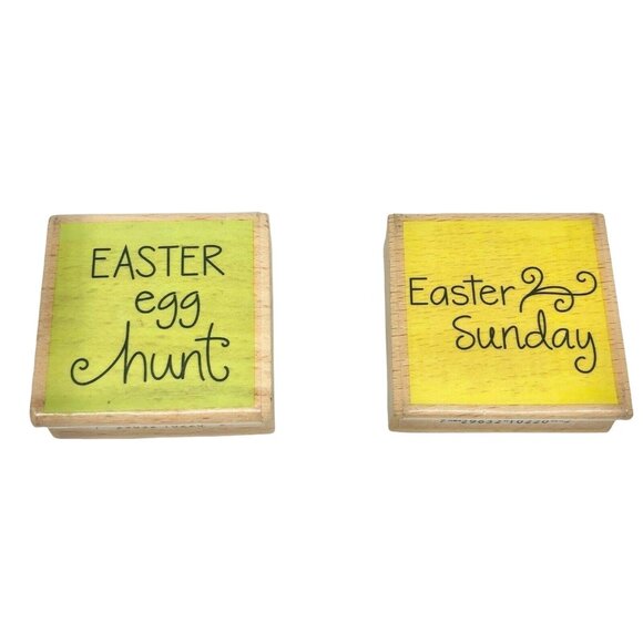 Easter 2 Piece Stamp Bundle Egg Hunt Sunday Script Crafting Decorating - Picture 1 of 7